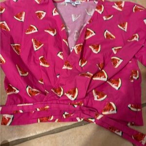 Color Me Courtney Pink Watermelon Wrap Top